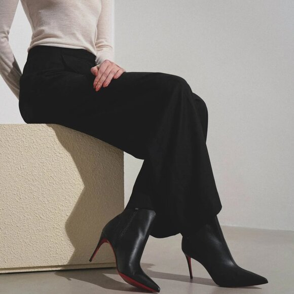 Christian Louboutin SPORTY KATE BOOTY 85 Leather Ankle Boots Heels - Picture 3 of 16